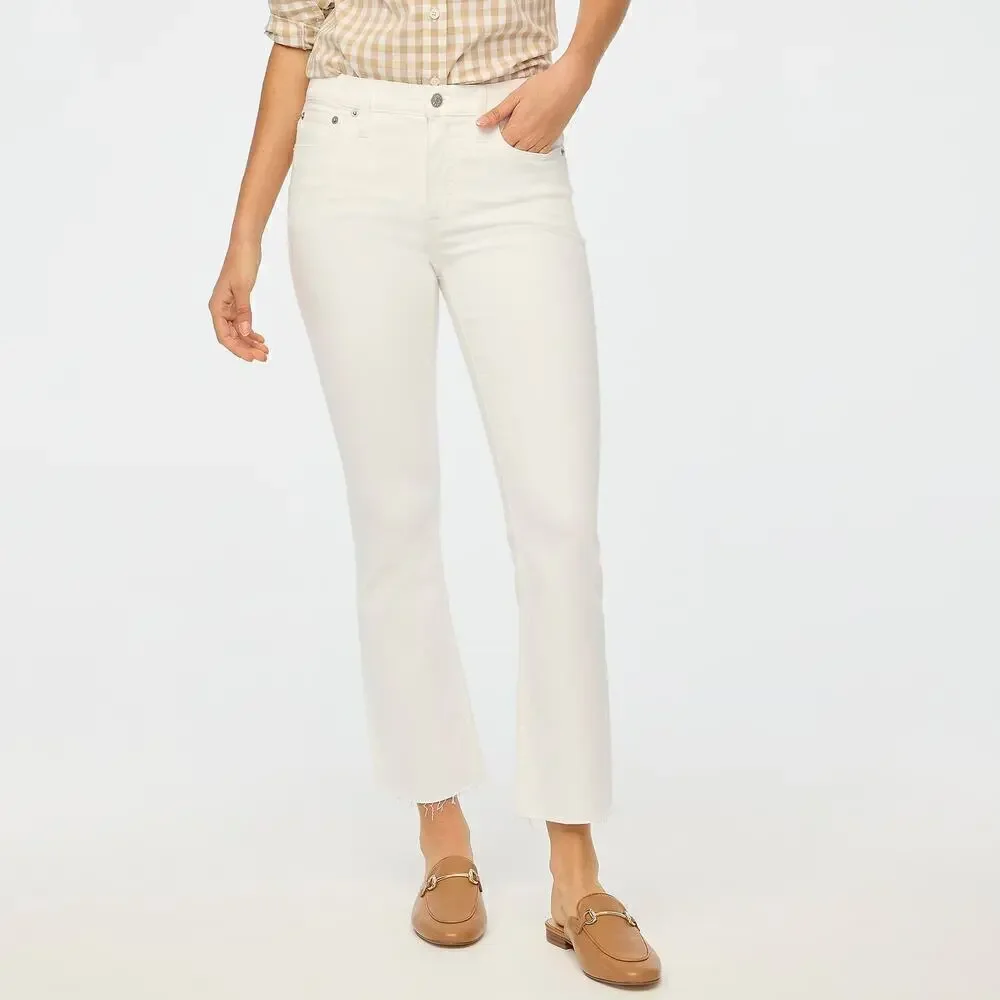 J. Crew Flare Crop Jeans Mid Rise Signature Stretch 5-Pocket White Denim Size 29